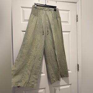 Sigrid Olsen Sage Green Beach Linen Pants Size Small, Flowy